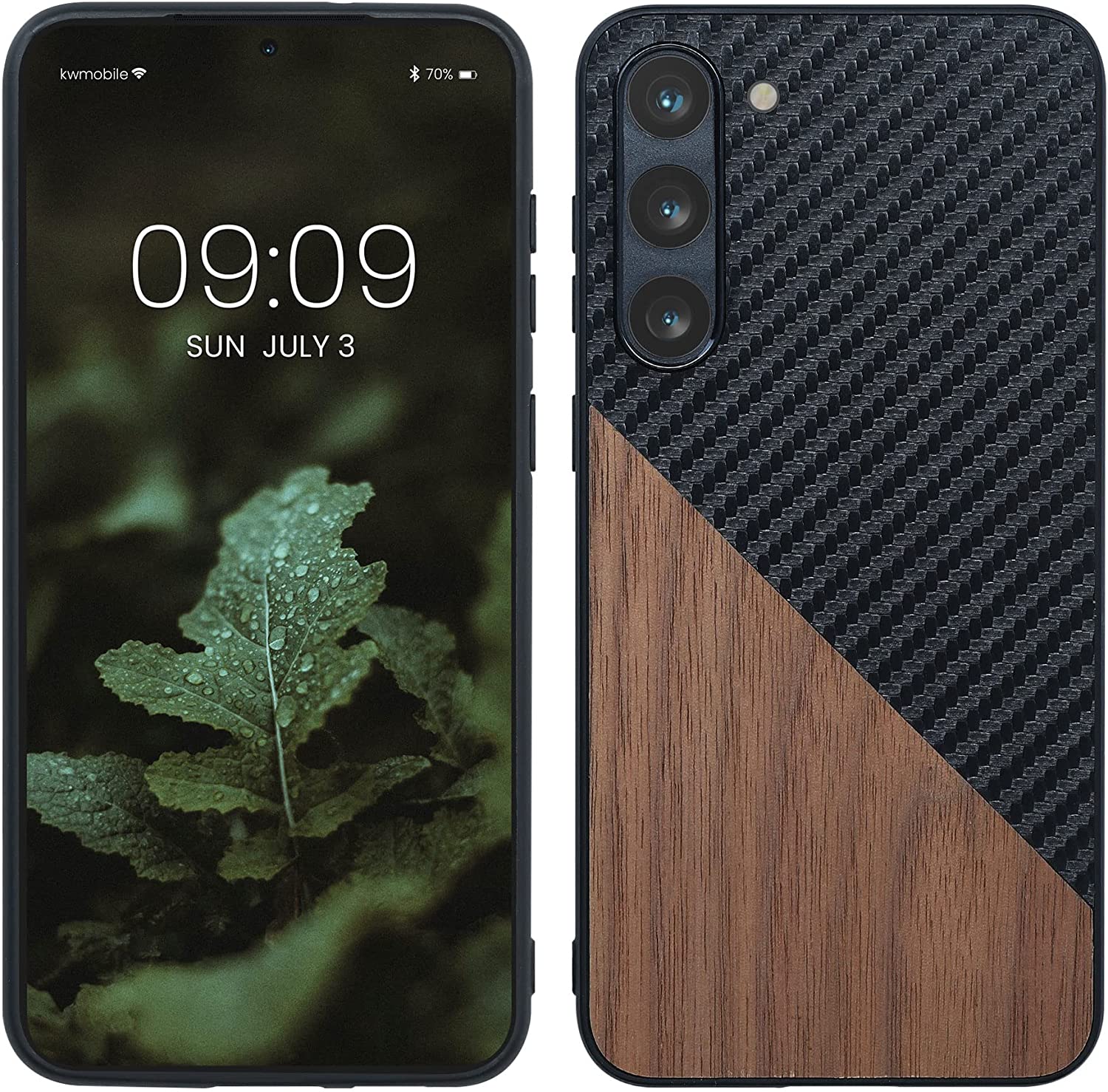 KW Samsung Galaxy S23+ Θήκη από Φυσικό Ξύλο και Carbon - Dark Brown / Black - 60505.01