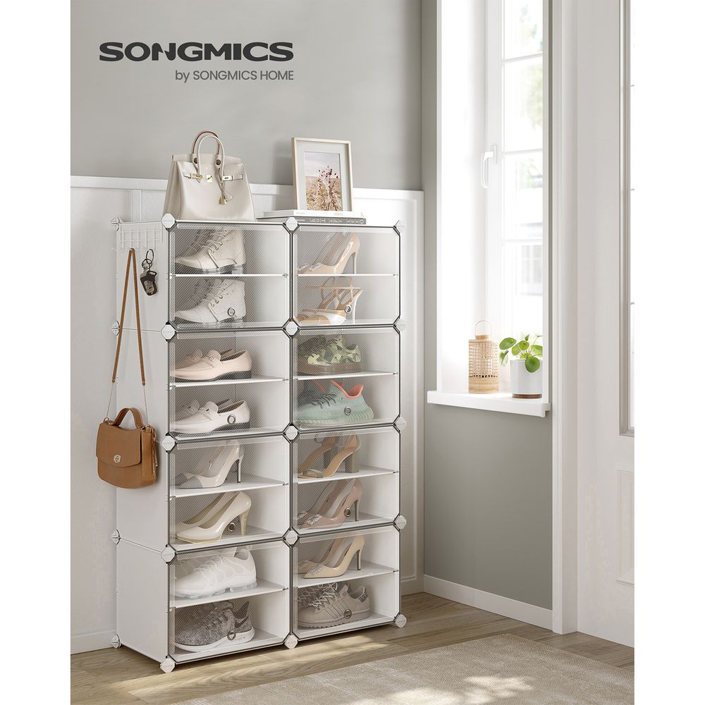 Songmics Πλαστική Παπουτσοθήκη με 8 Ράφια - White - LPC034W01
