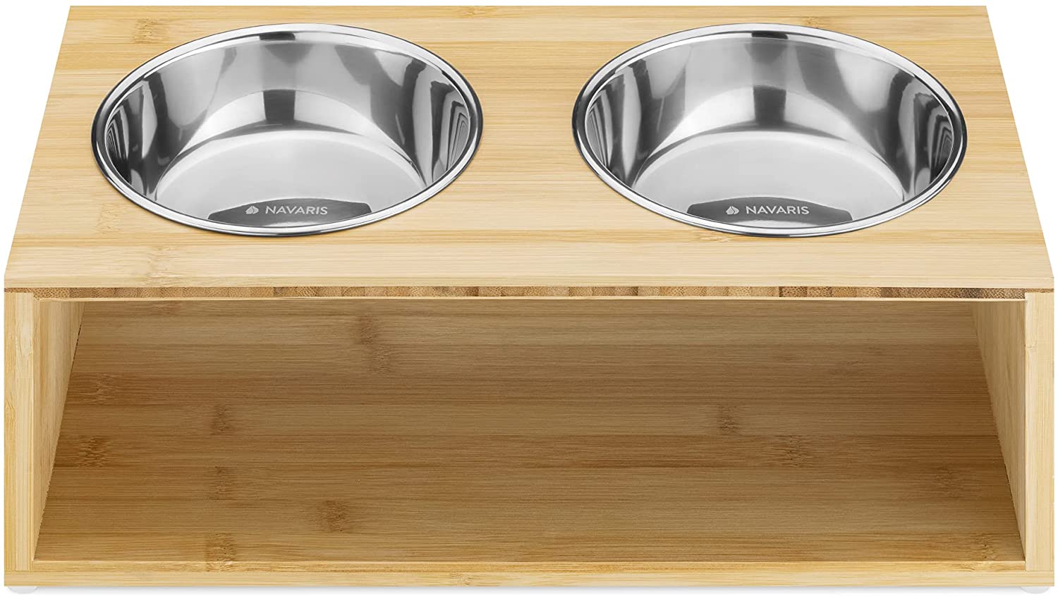 Navaris Raised Pet Bowls Stand - Ανυψωμένα Μπολ Φαγητού με Ξύλινη Βάση για Κατοικίδια - 350 ml - Wood - 54135.2