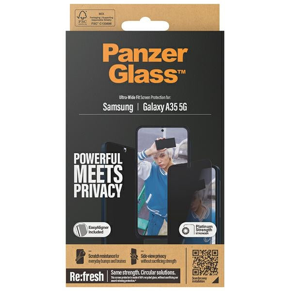 PanzerGlass Samsung Galaxy A35 5G Ultra-Wide Fit Privacy Easy Aligner Αντιχαρακτικό Γυαλί Οθόνης - Black