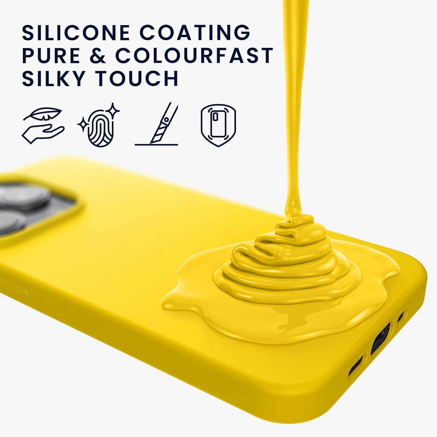 KW iPhone 15 Pro Θήκη Σιλικόνης Rubberized TPU - Bright Yellow