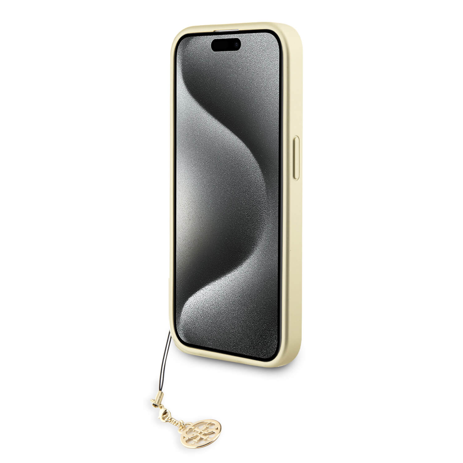 Guess iPhone 15 Pro - 4G Charms Collection Θήκη με Επένδυση Συνθετικού Δέρματος - Grey - GUHCP15LGF4GGR