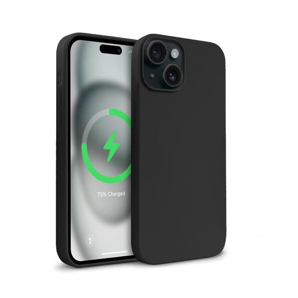 Crong iPhone 15 Color Cover Magnetic - Θήκη Σιλικόνης με MagSafe - Black