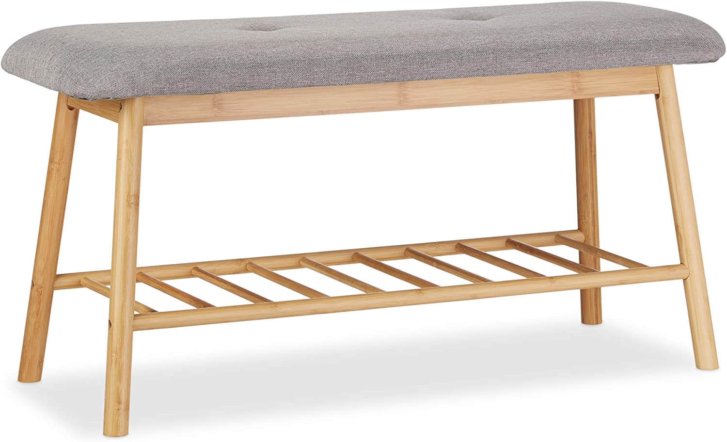 Relaxdays Πάγκος Παπουτσιών από Μπαμπού για 4 Ζευγάρια Παπουτσιών - Grey / Natural - 4052025223403