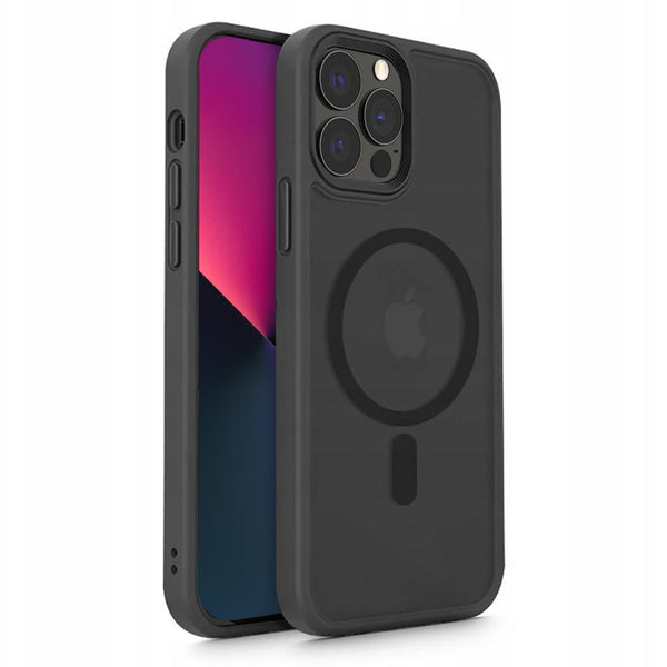 Tech-Protect iPhone 13 Pro MagMat Matte Σκληρή Θήκη με Πλαίσιο Σιλικόνης και MagSafe - Black / Ημιδιάφανη - likebrands.gr