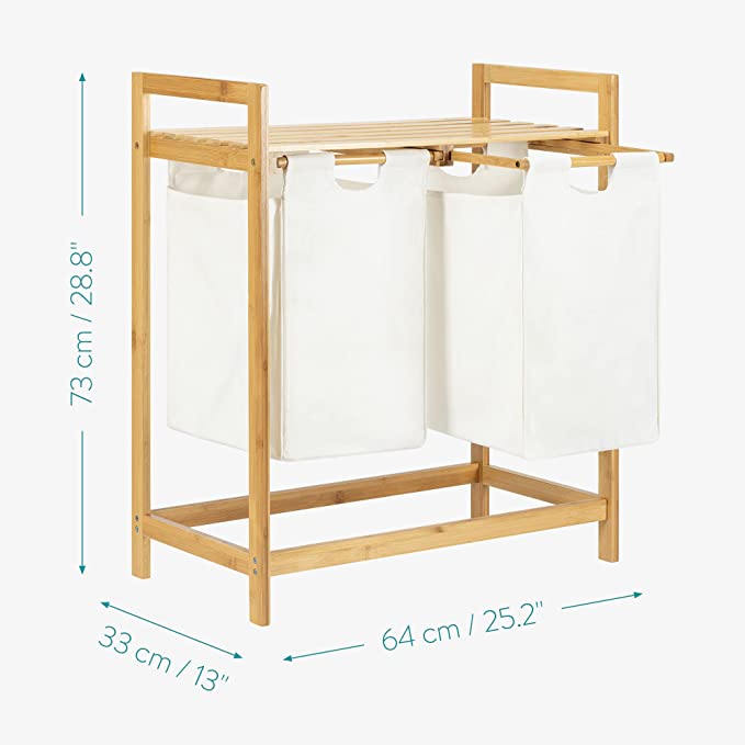 Navaris Διπλό Καλάθι Απλύτων από Μπαμπού - Light Brown - 52554.02