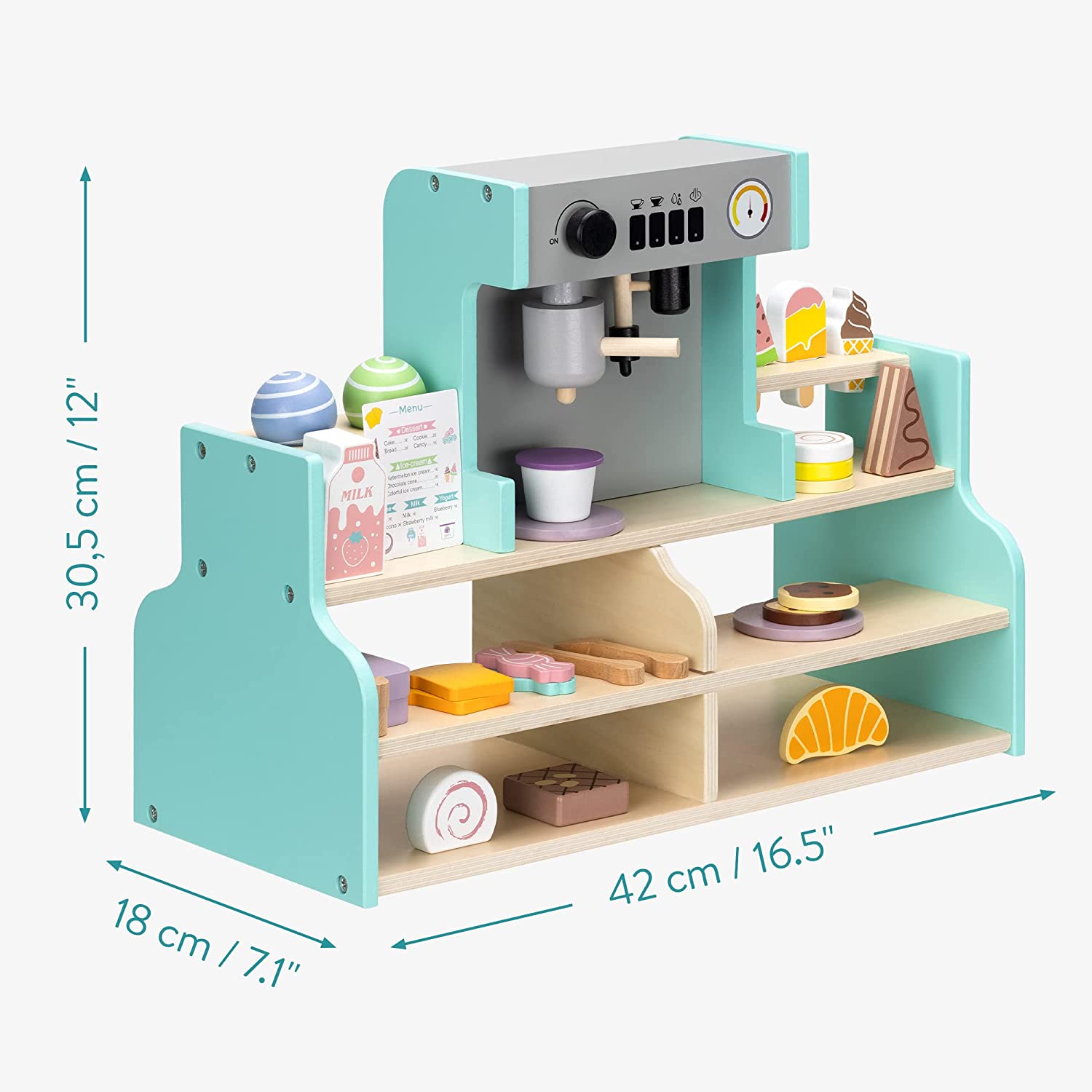 Navaris Ξύλινο Παιχνίδι Kαφετιέρα για Παιδιά - Green / Multicolor - 56389.01