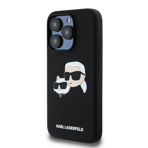 Karl Lagerfeld iPhone 15 Pro Max - Silicone Karl and Choupette - Θήκη Σιλικόνης με MagSafe - Black - KLHMP15XSKCHPPLK