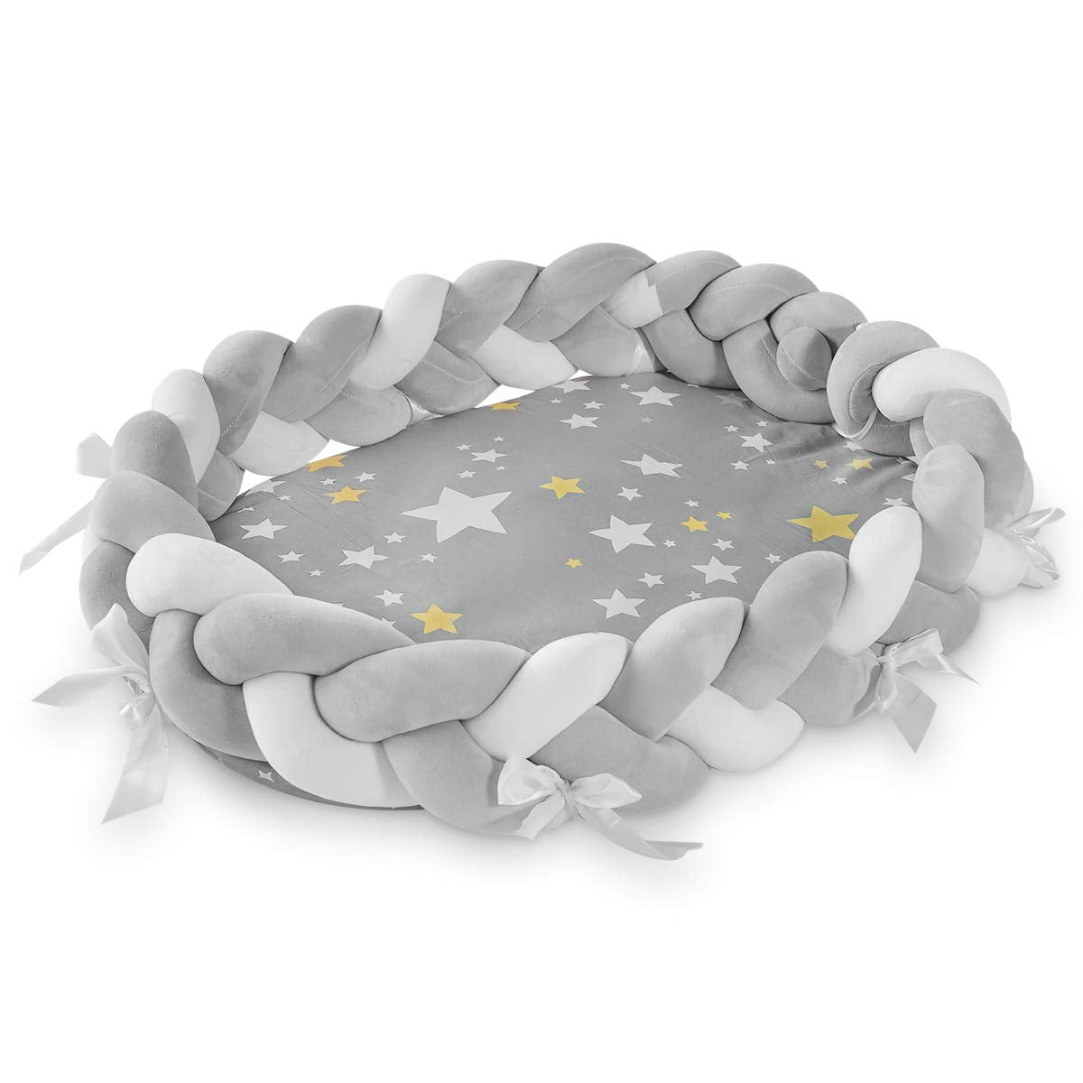 Navaris Βρεφικό Κρεβατάκι Φωλιά με Αποσπώμενη Πλεξούδα Προστασίας - Grey - 50149.01