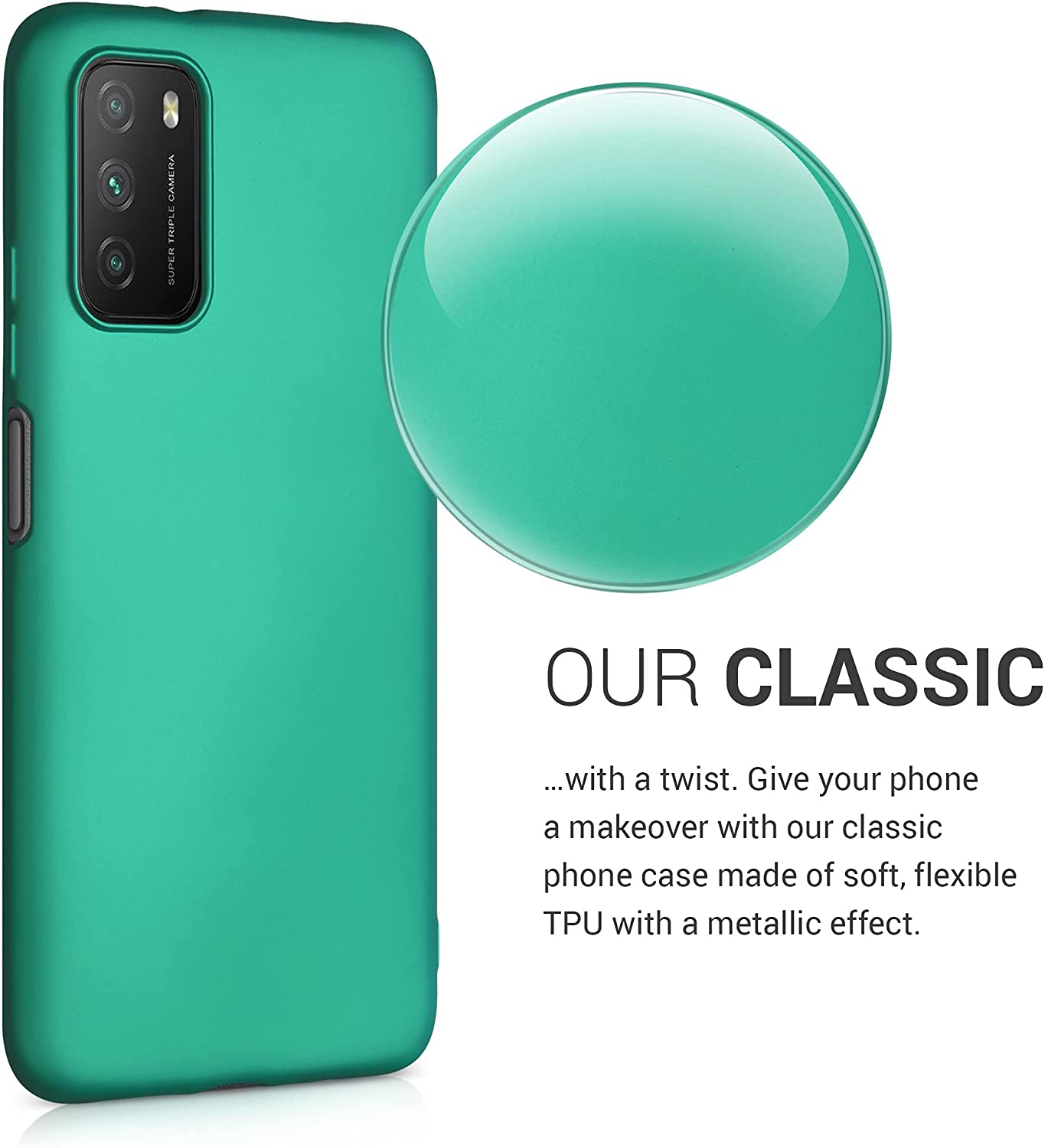 KW Xiaomi Poco M3 Θήκη Σιλικόνης TPU - Metallic Turquoise - 53973.128