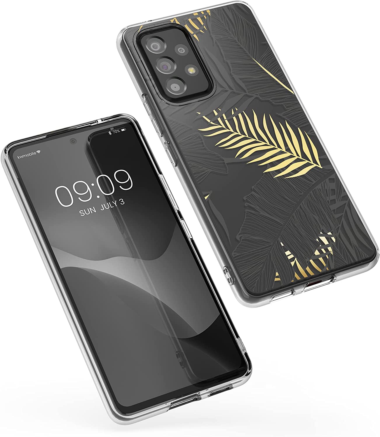 KW Samsung Galaxy A53 5G Θήκη Σιλικόνης TPU Design Jungle - Gold / Grey - Διάφανη - 58800.03