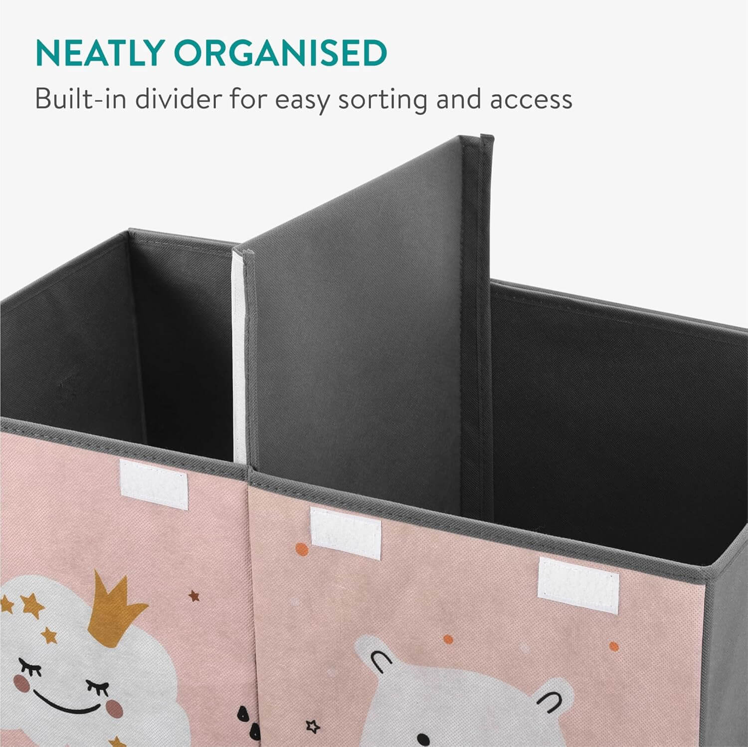 Navaris Παιδικό Κουτί Αποθήκευσης Παιχνιδιών με Διαχωριστικό και Καπάκι - 62 x 33 x 40 cm - Pink