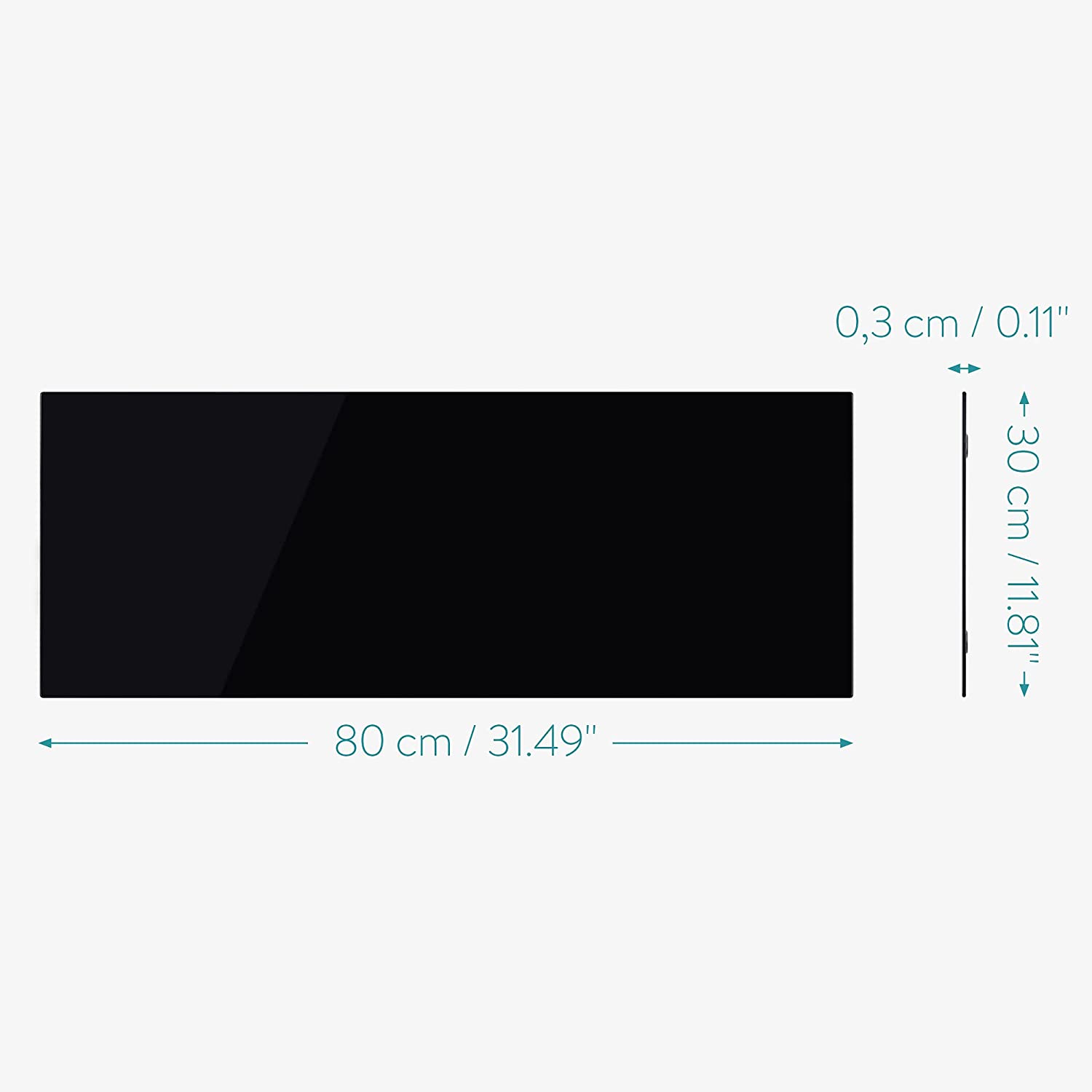 Navaris Μαγνητικός Γυάλινος Πίνακας - 80 x 30cm - Black - 53031.03