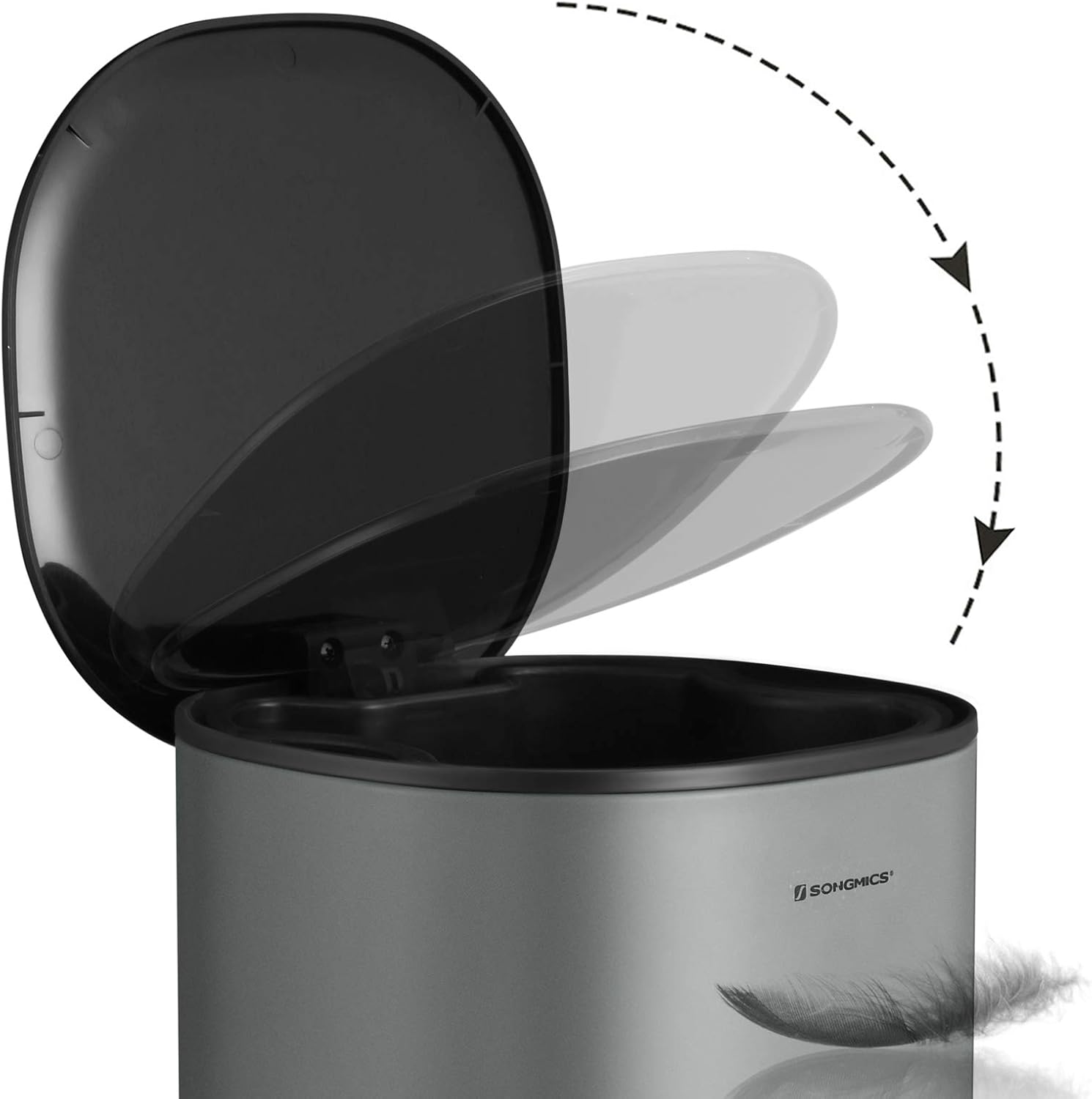 Songmics Κάδος Απορριμμάτων για το Μπάνιο - 5L - Grey / Black - LTB14GS
