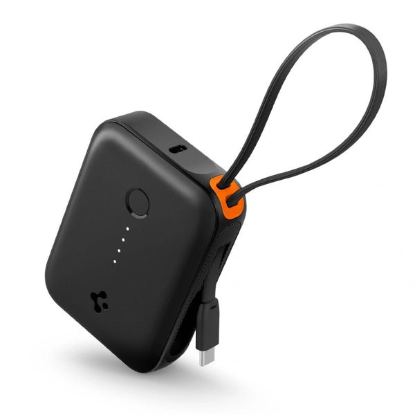Spigen Essentail EA3010BT PowerBank 10000mAh 30W με 1 Θύρα Type-C και 1 Θύρα USB και Eνσωματωμένο Καλώδιο Type-C - Black