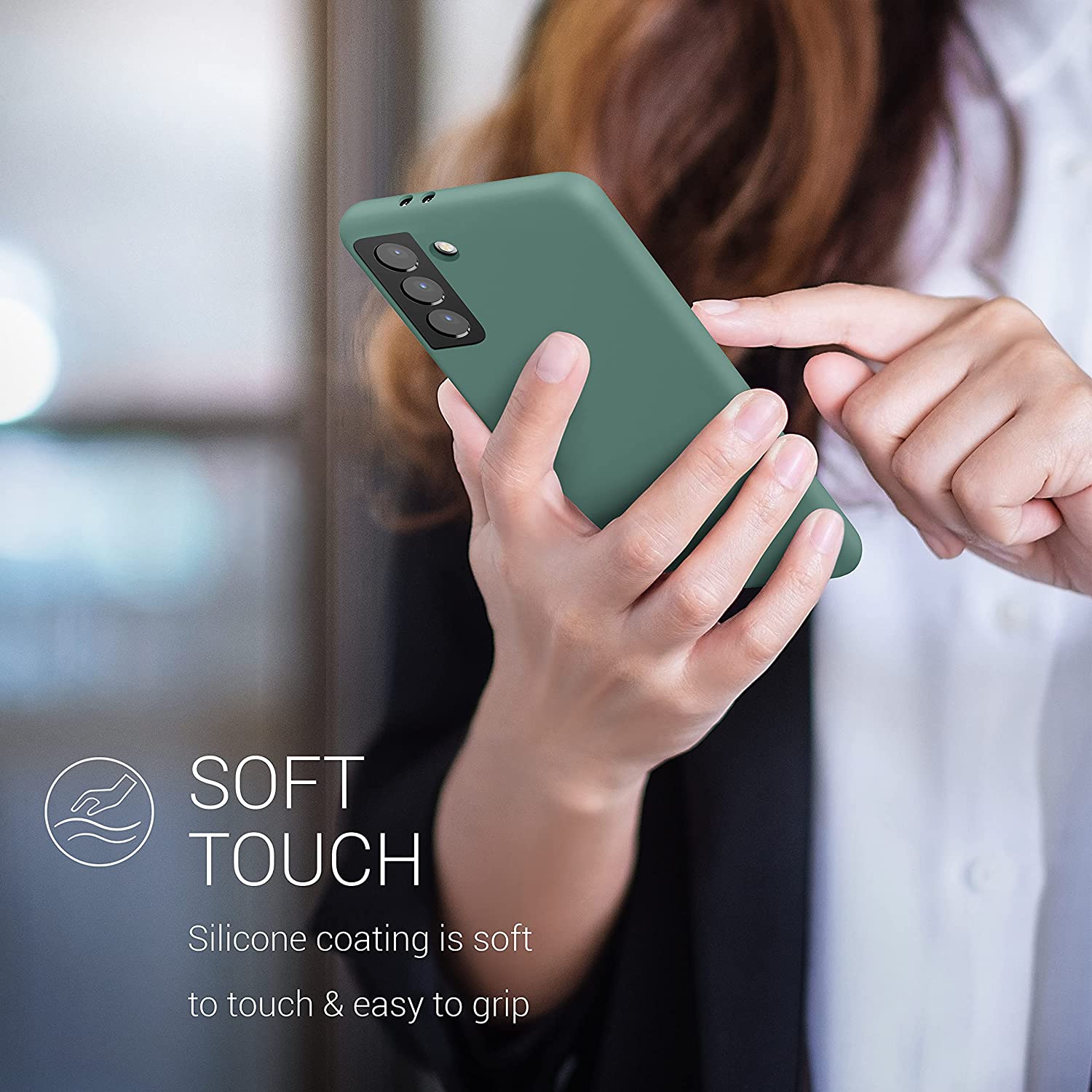 KW Samsung Galaxy S21 Θήκη Σιλικόνης Rubber TPU - Forest Green - 54056.166