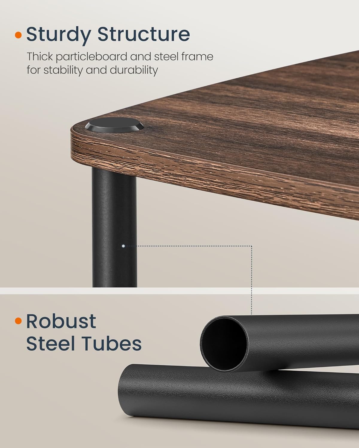 Songmics Βοηθητικό Τραπέζι με Υφασμάτινο Καλάθι - Ebony Walnut - LET286K01