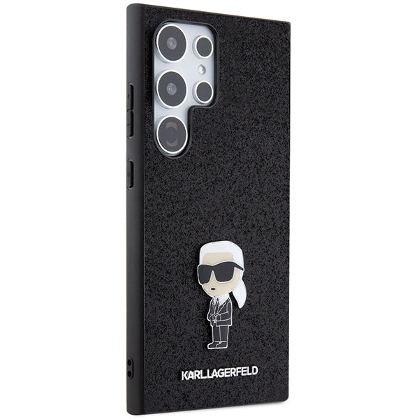 Karl Lagerfeld Samsung Galaxy S24 Ultra - Fixed Glitter Ikonik Logo Metal Pin - Σκληρή Θήκη με Πλαίσιο Σιλικόνης - Black - KLHCS24LGKNPSK - likebrands.gr