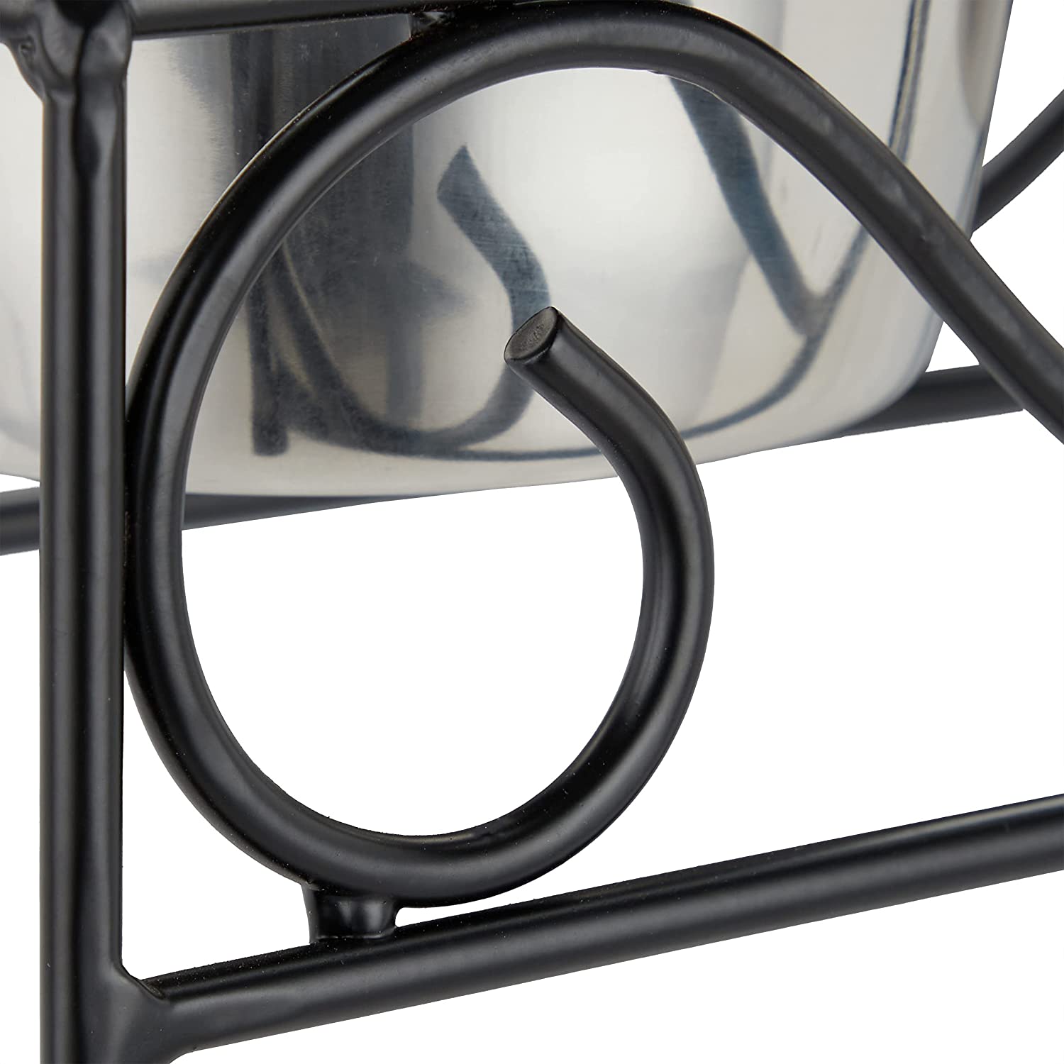 Relaxdays Σιδερένια Βάση με 2 Μπολ από Ανοξείδωτο Ατσάλι για Κατοικίδια - 300 ml - Silver / Black - 4052025373887