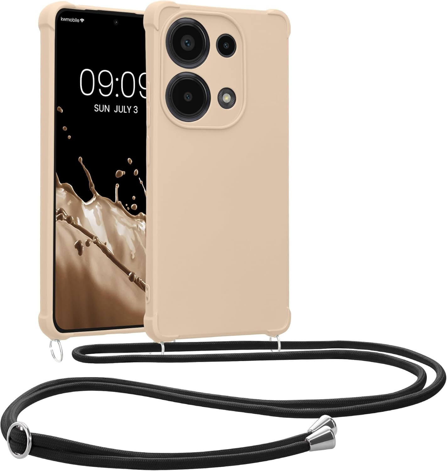 KW Xiaomi Redmi Note 13 Pro 4G Θήκη Σιλικόνης TPU με Λουράκι - Cream