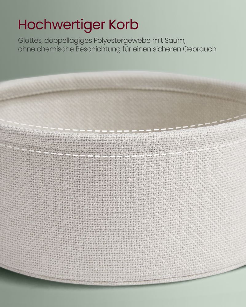 Vasagle Στρόγγυλο Βοηθητικό Τραπέζι με Υφασμάτινο Καλάθι Αποθήκευσης και Ενσωματωμένο Πολύπριζο - Forest Green / Cream White - LET228C05