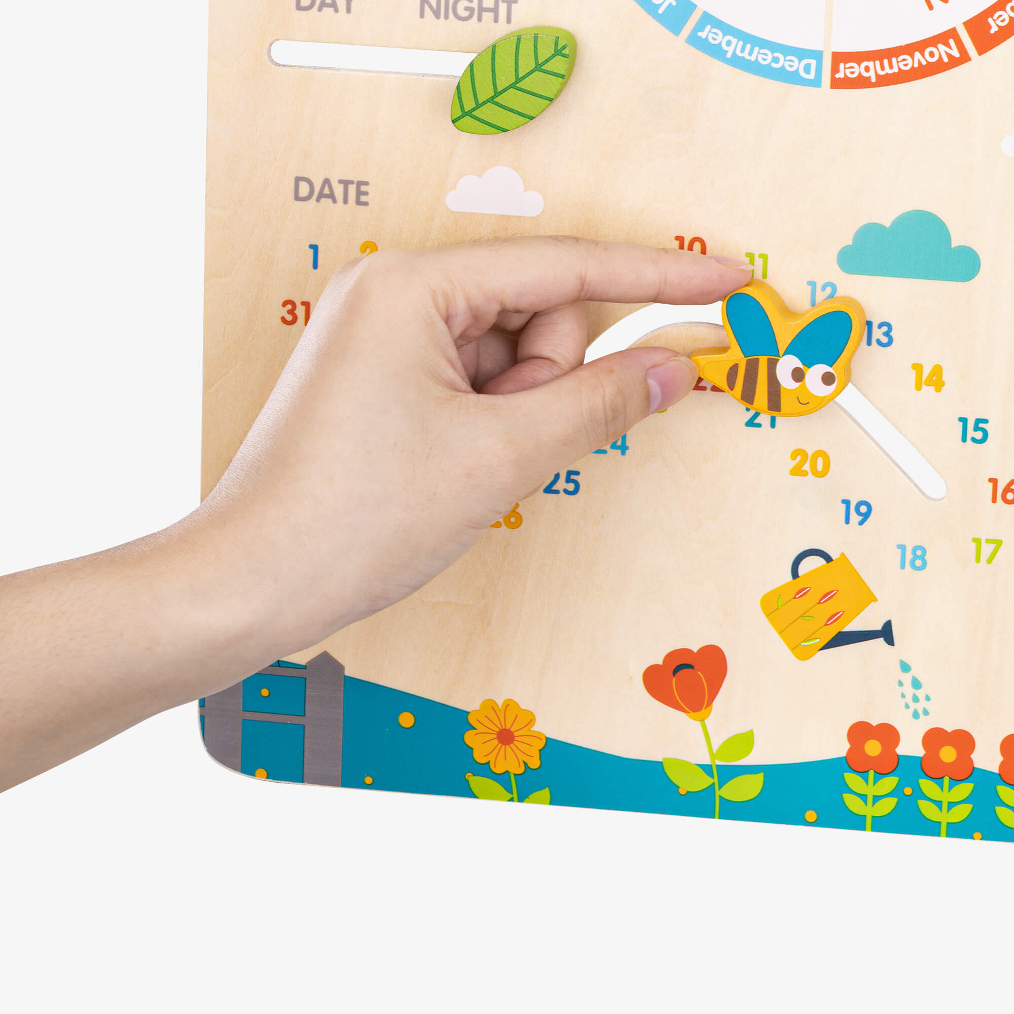 Navaris Ξύλινο Εκπαιδευτικό Ημερολόγιο για Παιδιά - Beige - 57262.01