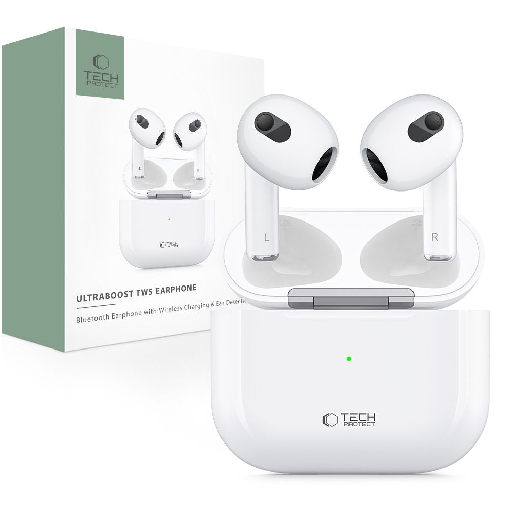 Tech-Protect Ultraboost TWS Earphone Core - Ασύρματα ακουστικά για Κλήσεις / Μουσική - White