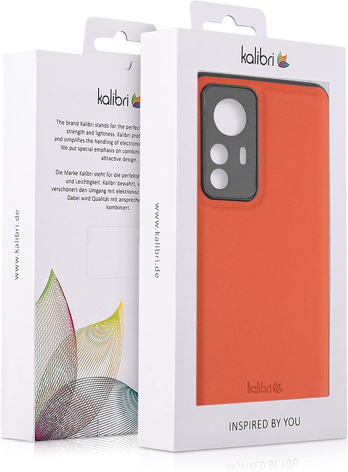 Kalibri Xiaomi 12T / 12T Pro Σκληρή Θήκη με Επένδυση Γνήσιου Δέρματος και Πλαίσιο Σιλικόνης - Orange - 60259.29