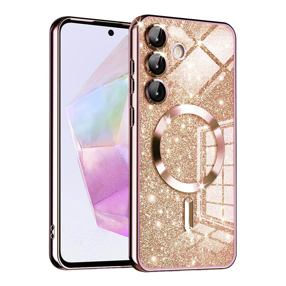 Techsuit Samsung Galaxy A35 5G - Luxury Glitter MagSafe - Θήκη Σιλικόνης - Rose Gold