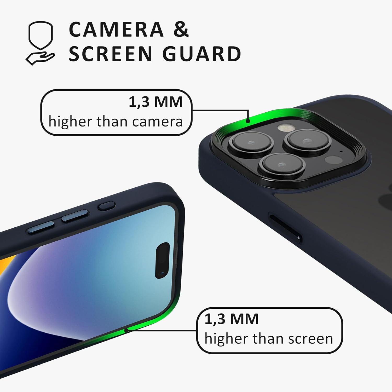 Kalibri iPhone 15 Pro Σκληρή Θήκη με Πλαίσιο Σιλικόνης - Matte Dark Blue / Ημιδιάφανη - KLB000022NM002C