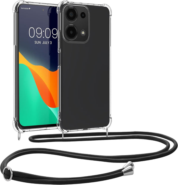 KW Xiaomi Redmi Note 13 Pro 4G Θήκη Σιλικόνης TPU με Λουράκι - Διάφανη / Black