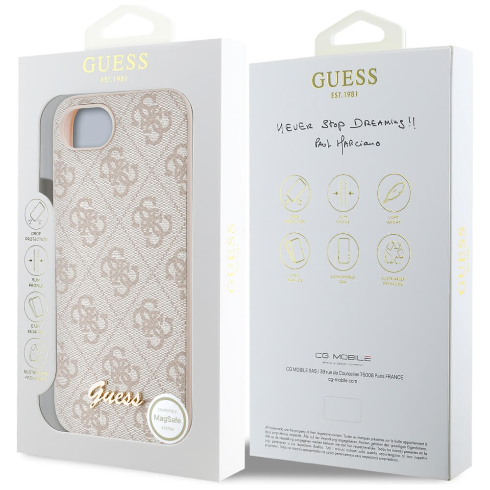 Guess iPhone 16e - 4G Script Logo - Θήκη με Επένδυση Συνθετικού Δέρματος - Pink - GUHMPSE4HG4SHP
