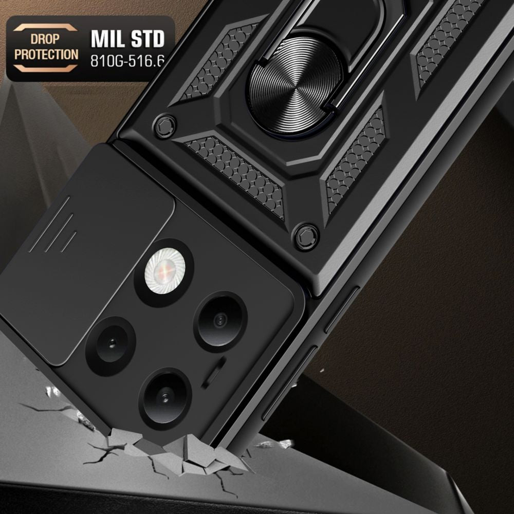 Tech-Protect Xiaomi Redmi Note 13 4G Camshield Pro Σκληρή Θήκη με Πλαίσιο Σιλικόνης και Δαχτυλίδι Συγκράτησης - Black