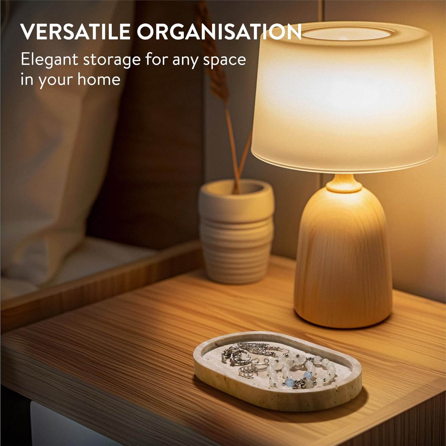 Navaris Οβάλ Διακοσμητικός Δίσκος από Φυσική Πέτρα Τραβερτίνη - 20 x 12 x 2 cm - ‎Beige Natural