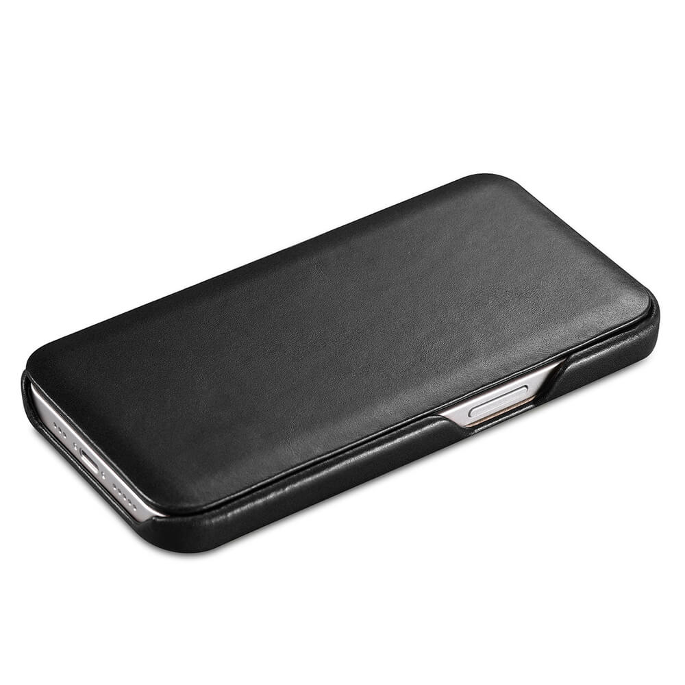 iCarer iPhone 13 Pro Vintage Wallet Case with Genuine Leather Θήκη Πορτοφόλι από Γνήσιο Δέρμα - Black