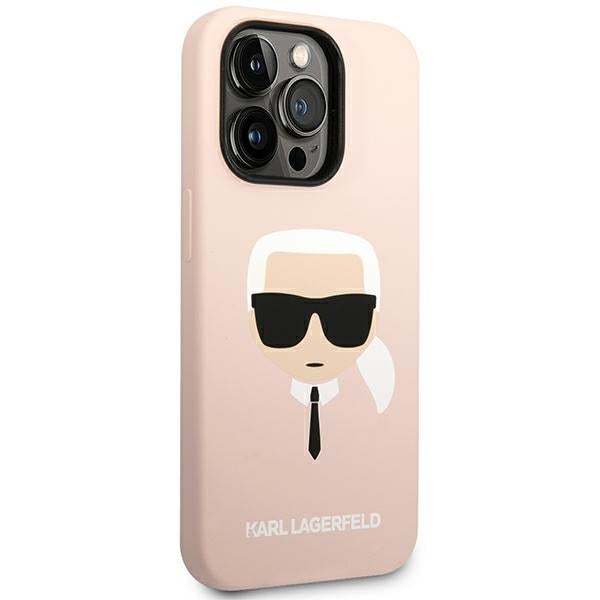 Karl Lagerfeld iPhone 14 Pro Max Silicone Karl's Head Θήκη Σιλικόνης - Light Pink - KLHCP14XSLKHLP