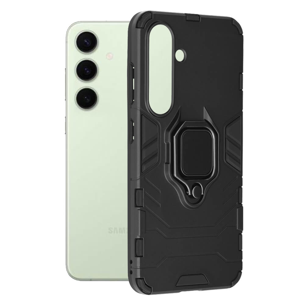 Techsuit Samsung Galaxy S25 - Silicone Shield - Σκληρή Θήκη με Δαχτυλίδι Συγκράτησης - Black