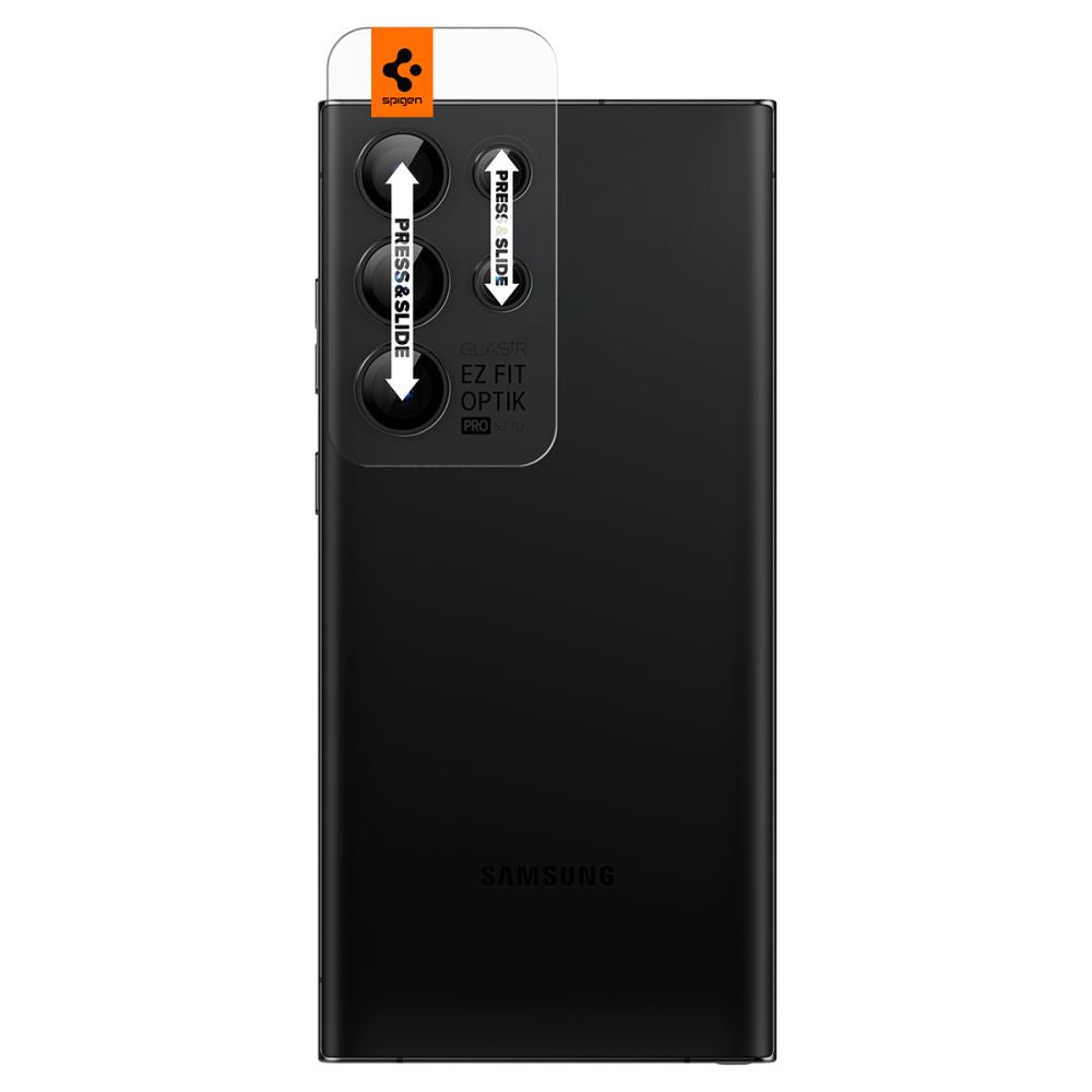 Spigen Samsung Galaxy S23 Ultra Optik.TR EZ Fit Αντιχαρακτικό Γυαλί για την Κάμερα - 2 Τεμάχια - Black