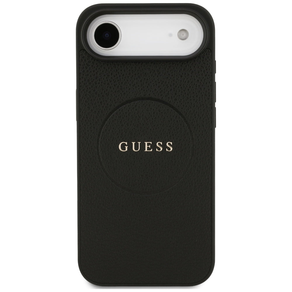 Guess iPhone Air - Grained Ring MagSafe - Σκληρή Θήκη με Πλαίσιο Σιλικόνης και Οικολογικό Δέρμα - Black - GUHMP17MPGHSMMK