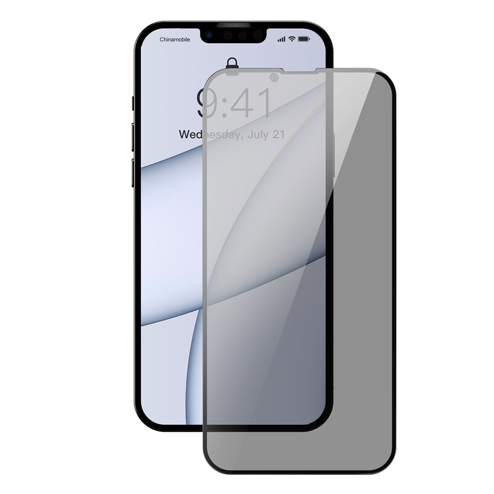 Baseus iPhone 13 Pro Max 0.23mm Anti-Spy Full Screen Tempered Glasses Αντιχαρακτικό Γυαλί Οθόνης - 2 Τεμάχια - Black - SGQP020501