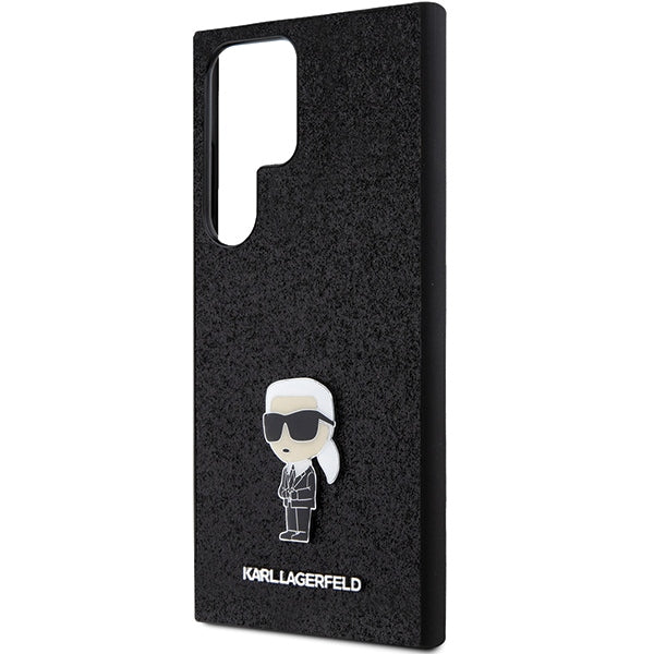 Karl Lagerfeld Samsung Galaxy S24 Ultra - Fixed Glitter Ikonik Logo Metal Pin - Σκληρή Θήκη με Πλαίσιο Σιλικόνης - Black - KLHCS24LGKNPSK - likebrands.gr