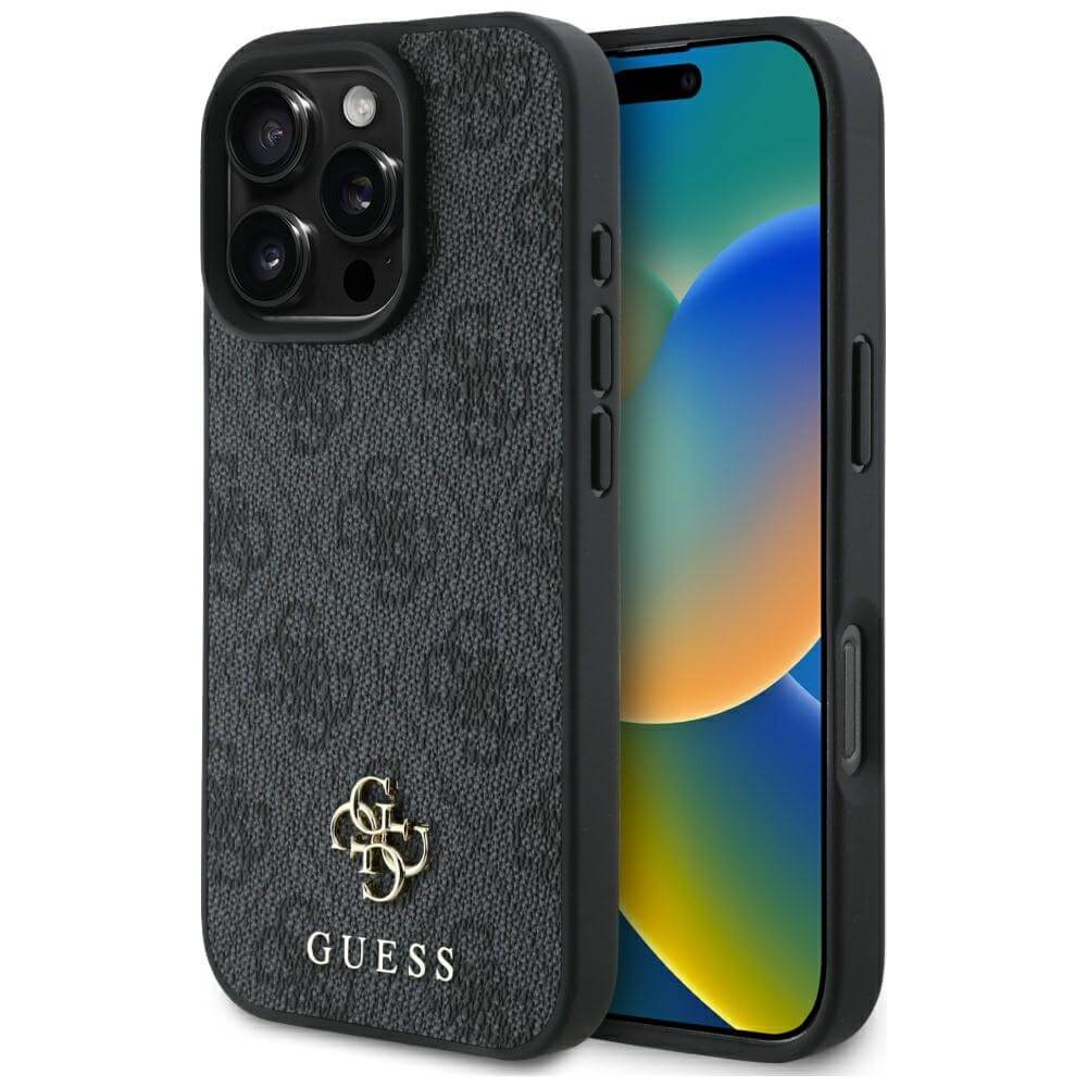 Guess iPhone 16 Pro Max - HC PU 4G Small 4G and Classic - MagSafe Σκληρή Θήκη με Επένδυση από Οικολογικό Δέρμα - Black - GUHMP16XP4SM4MK