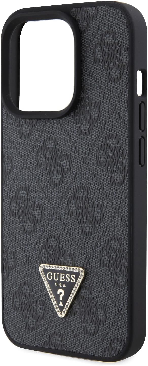 Guess iPhone 15 Pro Max Leather 4G Diamond Triangle Θήκη με Επένδυση Συνθετικού Δέρματος - Black - GUHCP15XP4TDPK