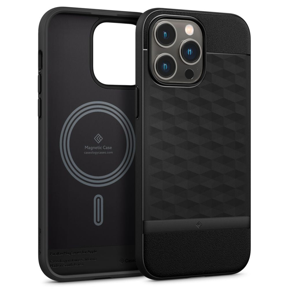 Caseology iPhone 14 Pro Parallax Mag Θήκη Σιλικόνης με Σκληρό Πλαίσιο και MagSafe - Matte Black