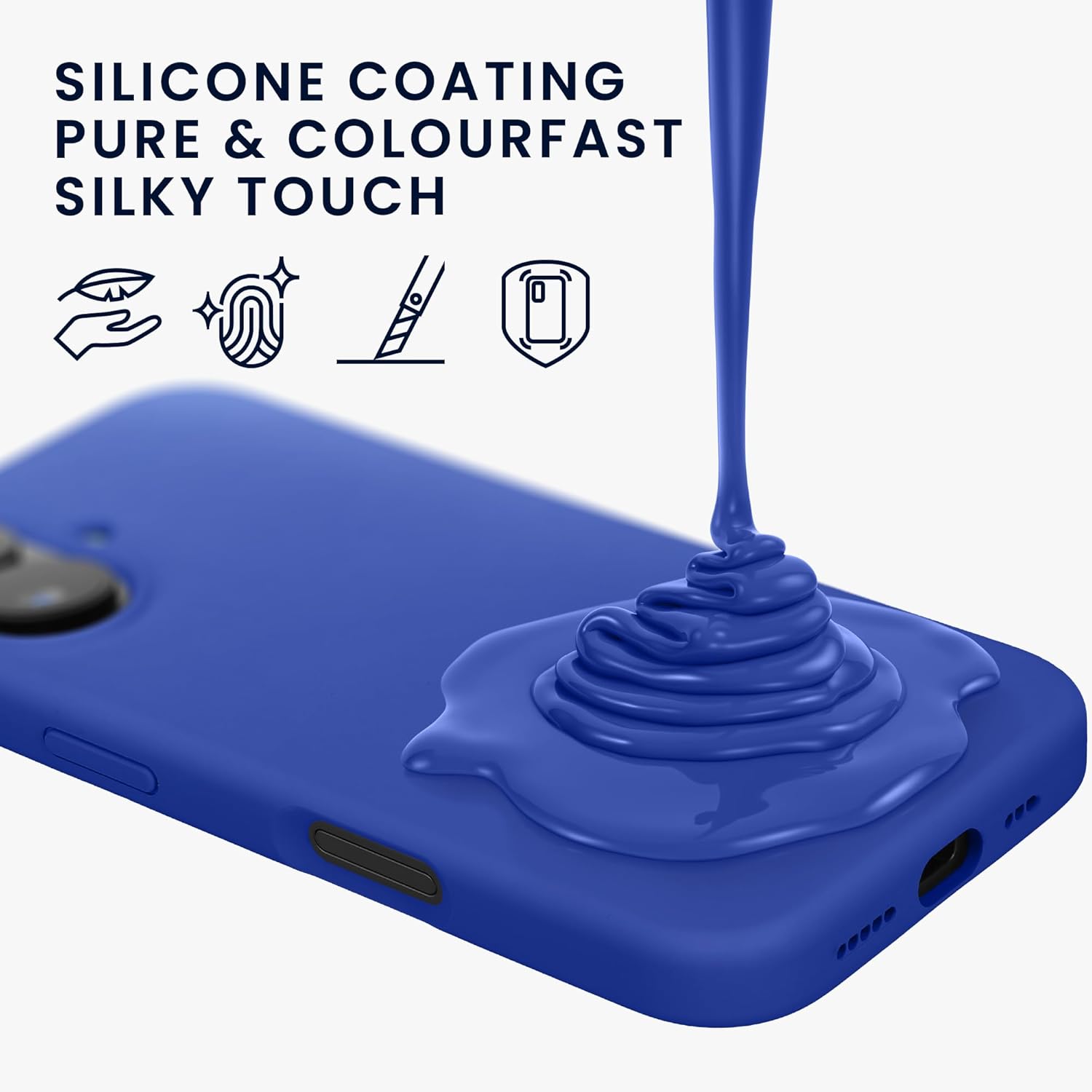 KW iPhone 16 Θήκη Σιλικόνης Rubberized TPU - Baltic Blue