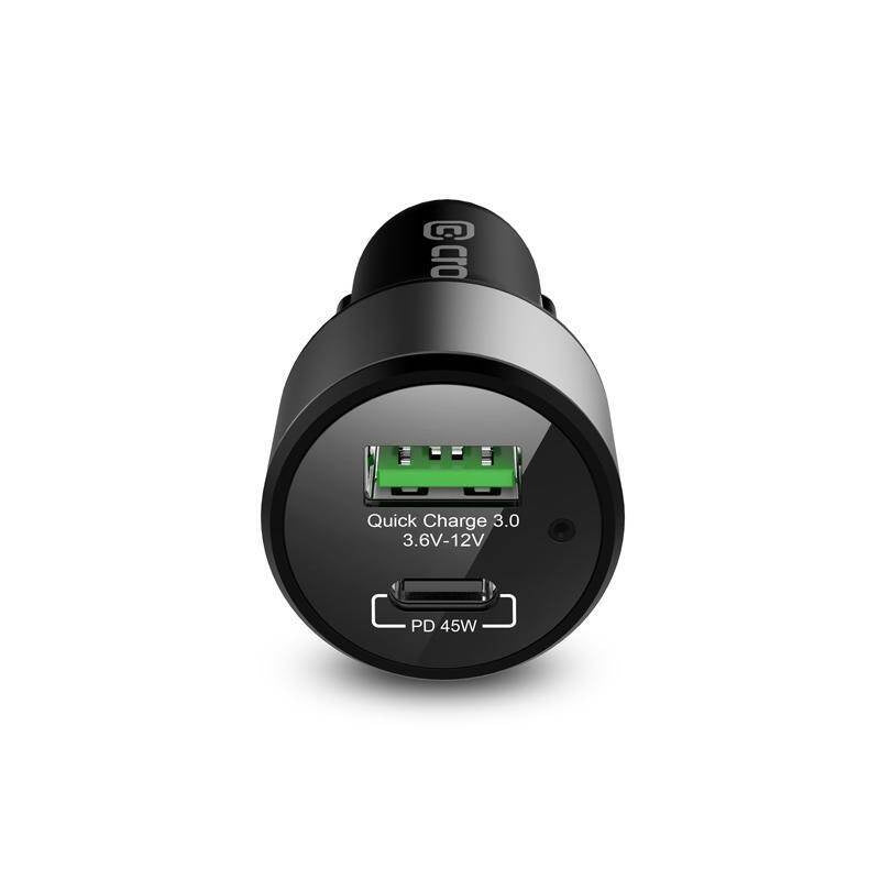 Crong Power 63W Φορτιστής Αυτοκινήτου Γρήγορης Φόρτισης με 1 Θύρα Type-C και 1 Θύρα USB - Black