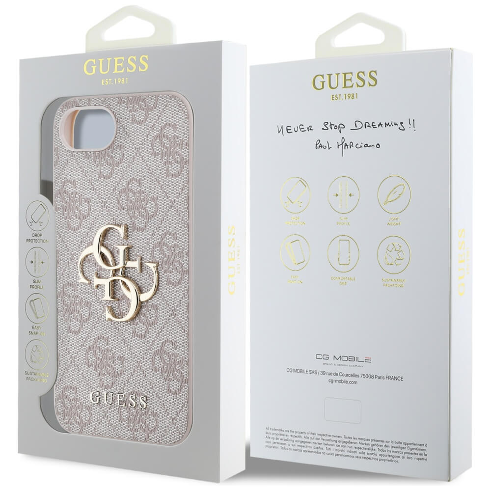 Guess iPhone 16e - 4G Big Logo - Θήκη με Επένδυση Συνθετικού Δέρματος - Pink - GUHCPSE44GMGPI