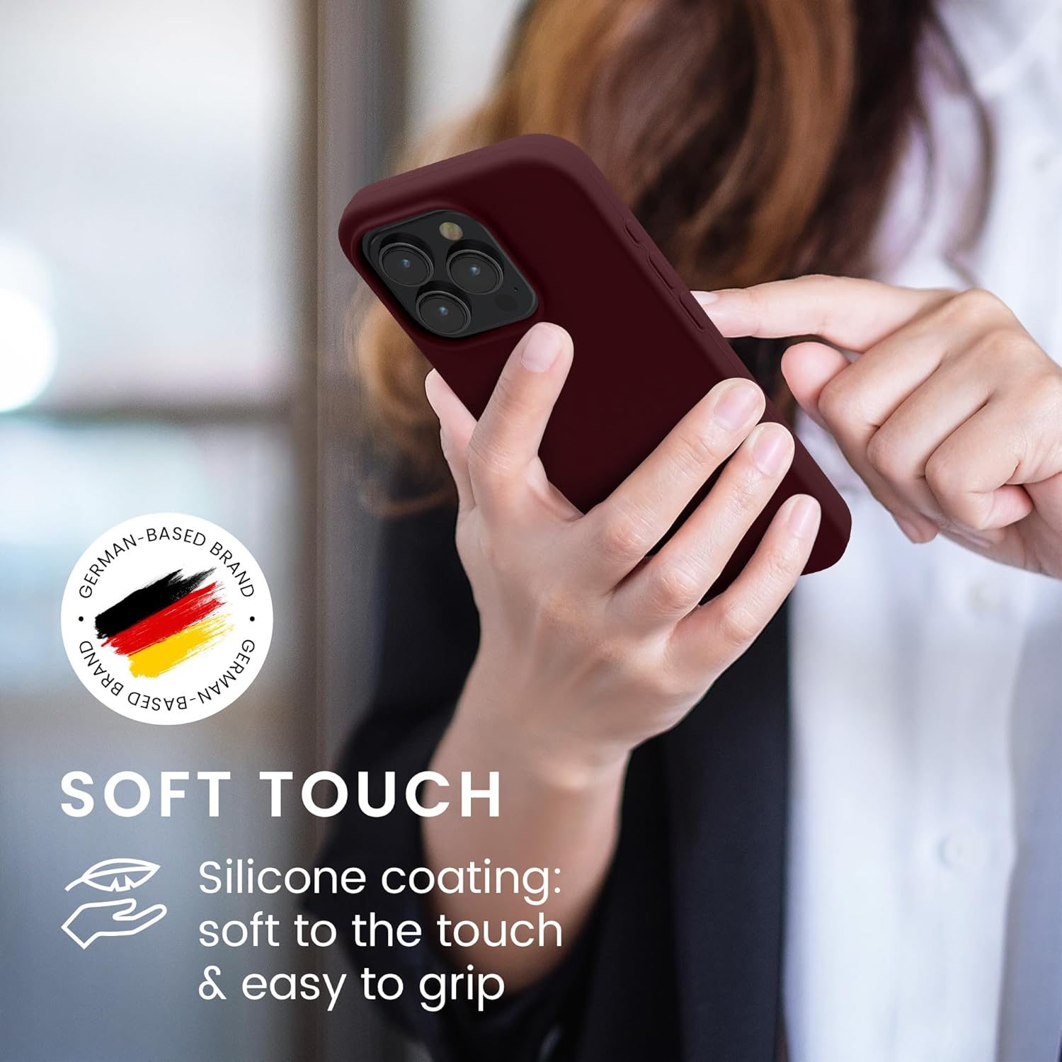 KW iPhone 15 Pro Θήκη Σιλικόνης Rubberized TPU - Bordeaux Purple