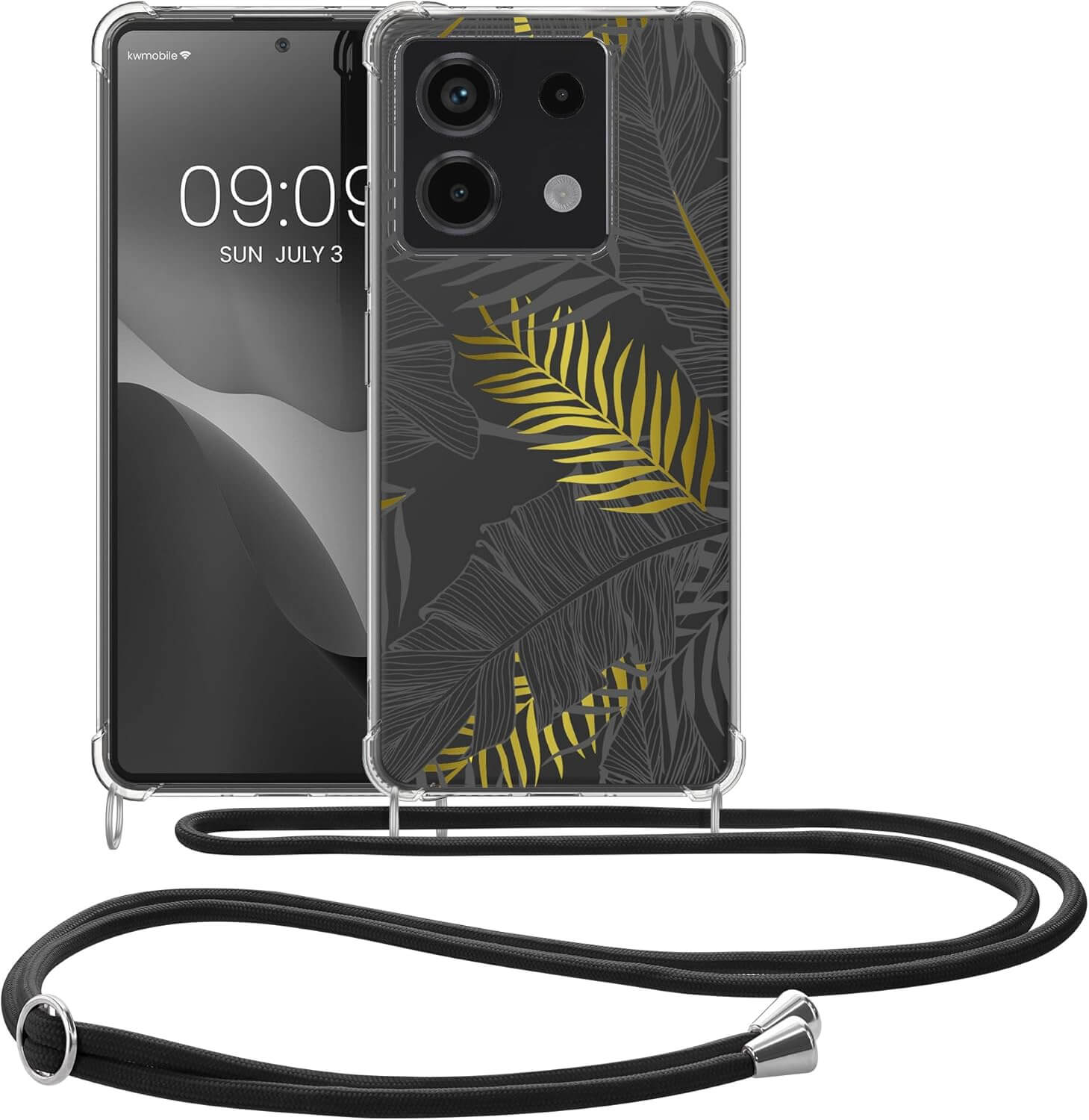 KW Xiaomi Redmi Note 13 4G Θήκη Σιλικόνης TPU με Λουράκι - Design Jungle - Yellow / Grey / Διάφανη