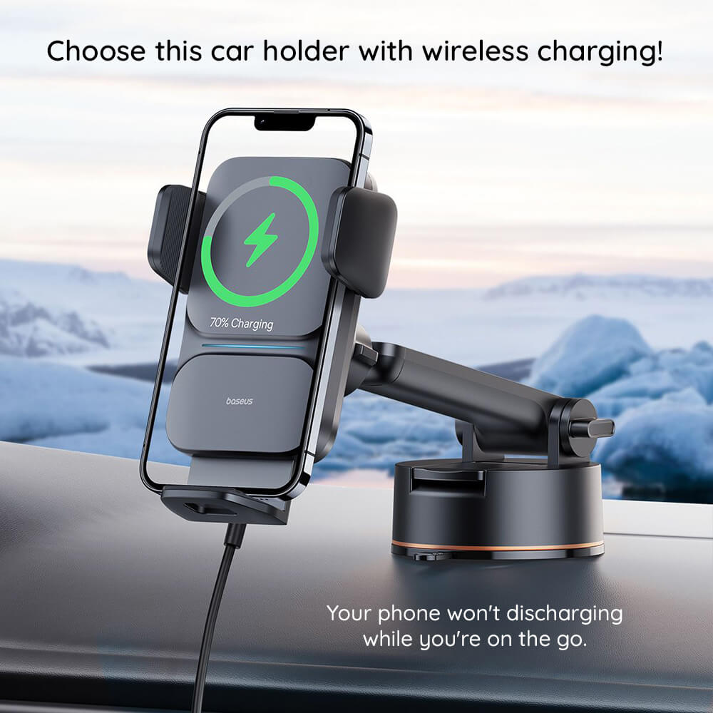 Baseus Wisdom Series Μαγνητική Βάση για το Ταμπλό του Αυτοκινήτου με Ασύρματη Φόρτιση 15W - Cluster Black